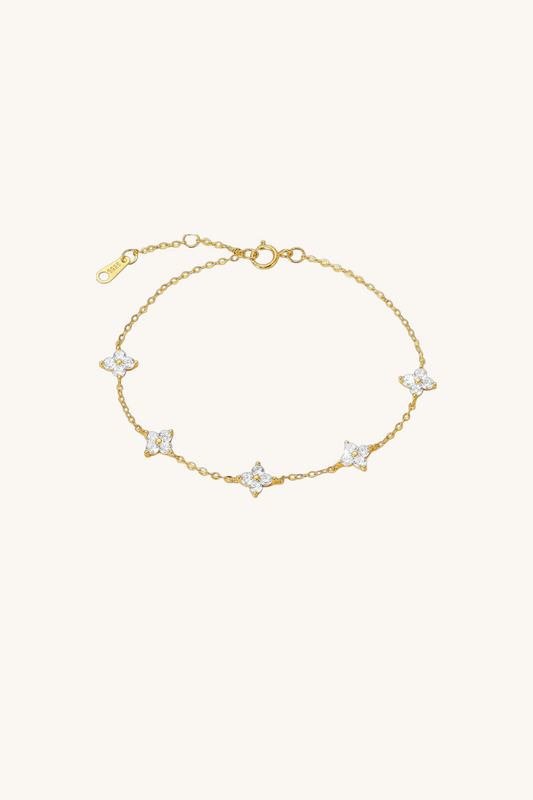 Cecie Four-Leaf Clover Bracelet in Gold
