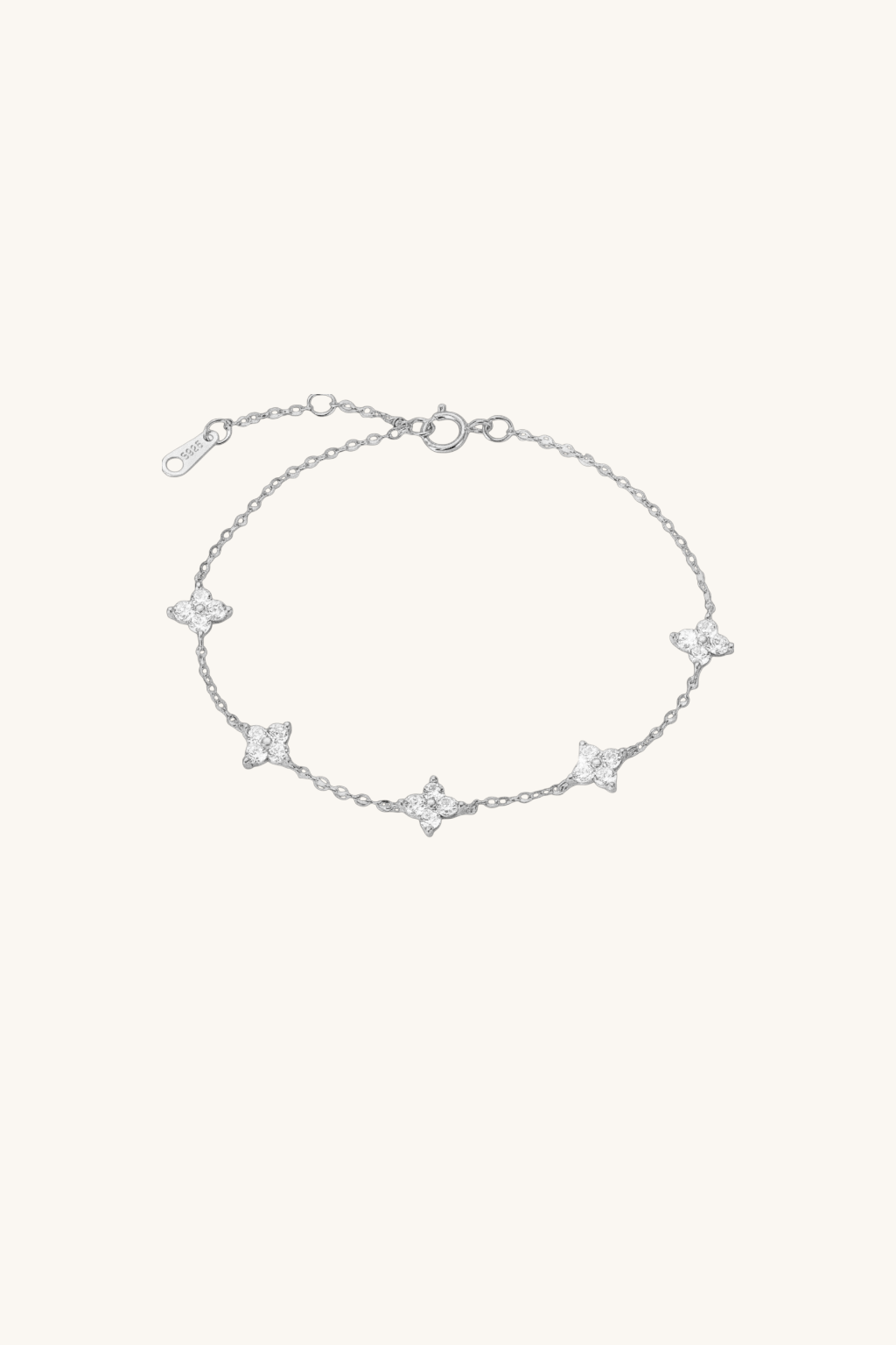 Cecie Four-Leaf Clover Bracelet in Silver