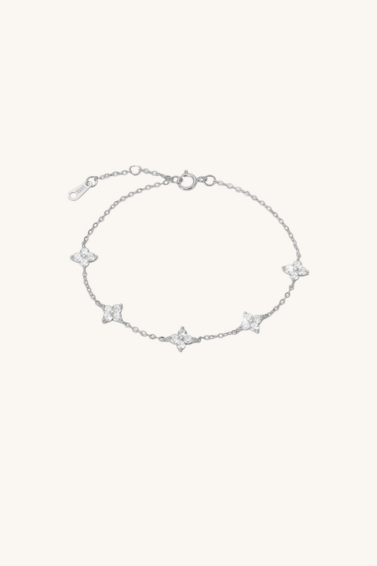 Cecie Four-Leaf Clover Bracelet in Silver