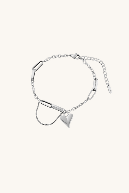 Charvis Heart Pendant Chain Bracelet