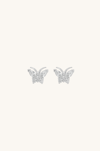 Fione Butterfly White Zirconia Stud Earrings