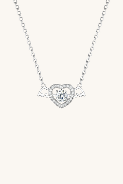 Jolene Dancing Diamond Winged Heart Pendant Necklace