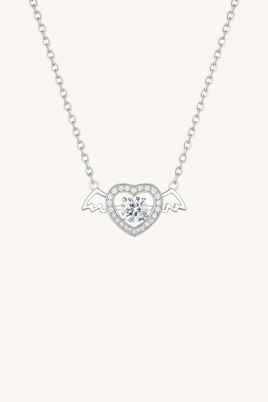 Jolene Dancing Diamond Winged Heart Pendant Necklace