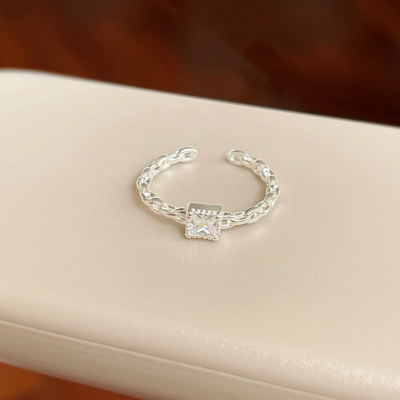 Alfie White Cube Rhinestone Adjustable Ring