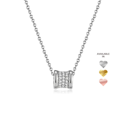 Ruby Barrel Slider Pendant with White Cubic Zirconia Necklace
