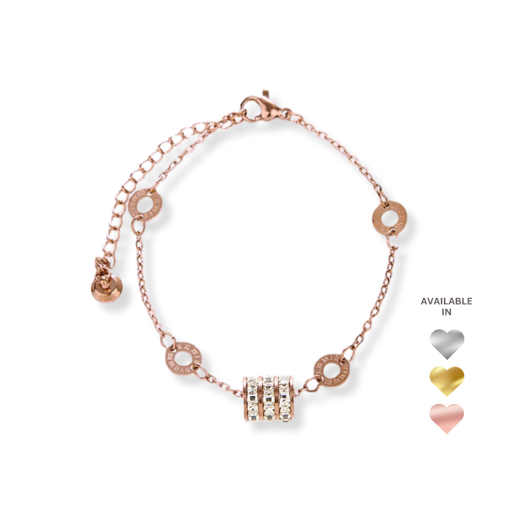 BUTTERCREAM Julie Cubic Zirconia Barrel Titanium Bracelet (Rose Gold / Silver / Gold)