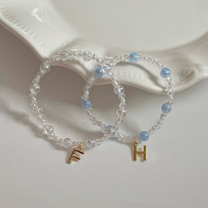 Customise Initial Alphabet Pearls Beaded Bracelet