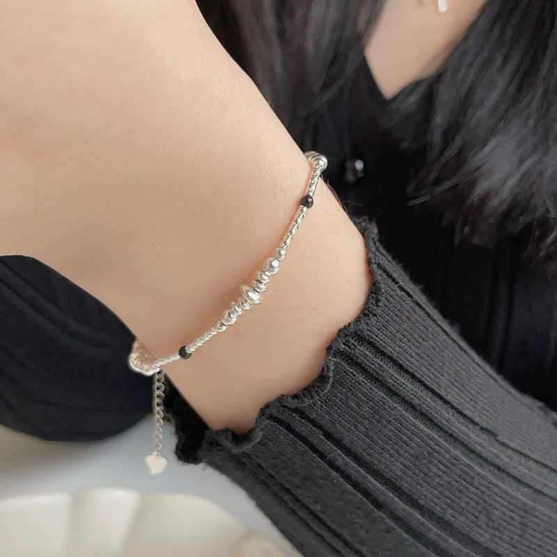 BUTTERCREAM Anjo s925 Silver Simple Geomatric Black Beads Bracelets