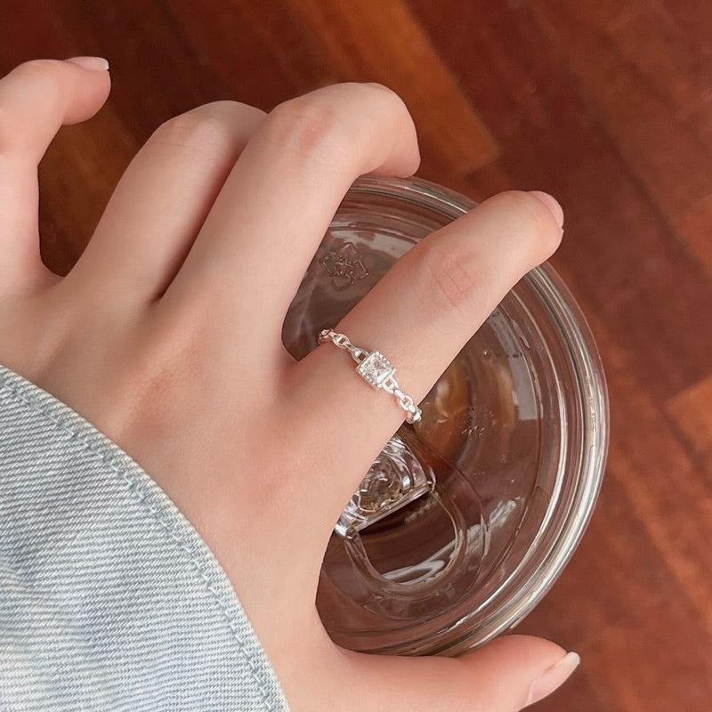 Alfie White Cube Rhinestone Adjustable Ring