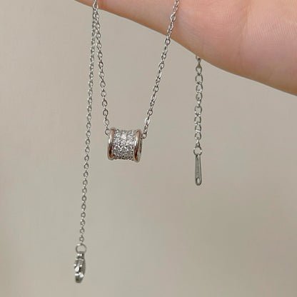 Ruby Barrel Slider Pendant with White Cubic Zirconia Necklace