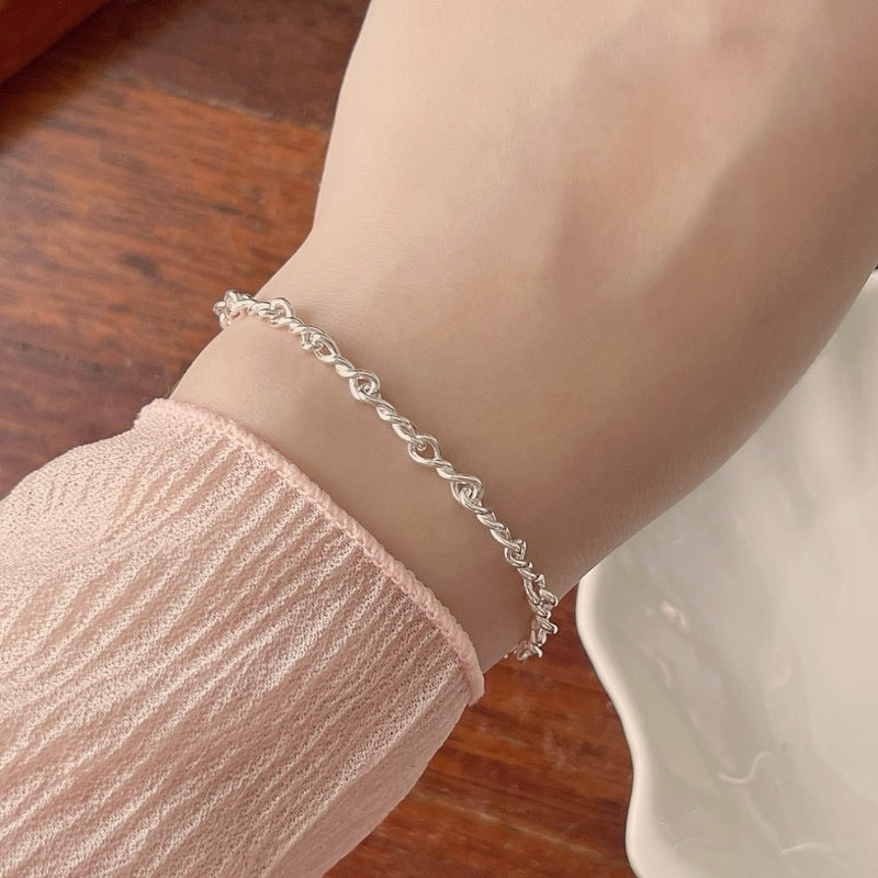 BUTTERCREAM Bunny S925 Silver Ribbon Knot Adjustable Bracelet in silver