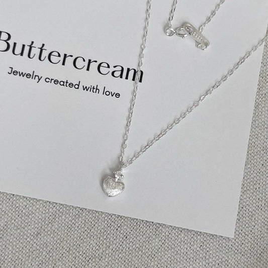 BUTTERCREAM Novie s925 Silver Matte Heart Pendant with Zirconia Necklace