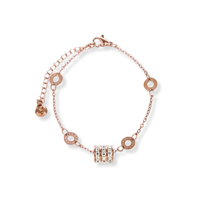 BUTTERCREAM Julie Cubic Zirconia Barrel Titanium Bracelet (Rose Gold / Silver / Gold)