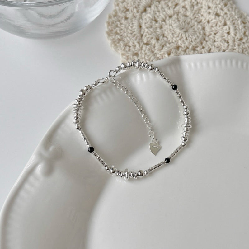 BUTTERCREAM Anjo s925 Silver Simple Geomatric Black Beads Bracelets