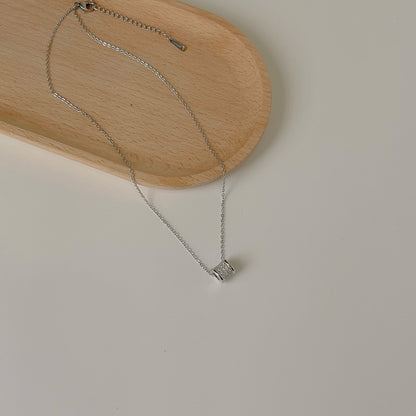 Ruby Barrel Slider Pendant with White Cubic Zirconia Necklace