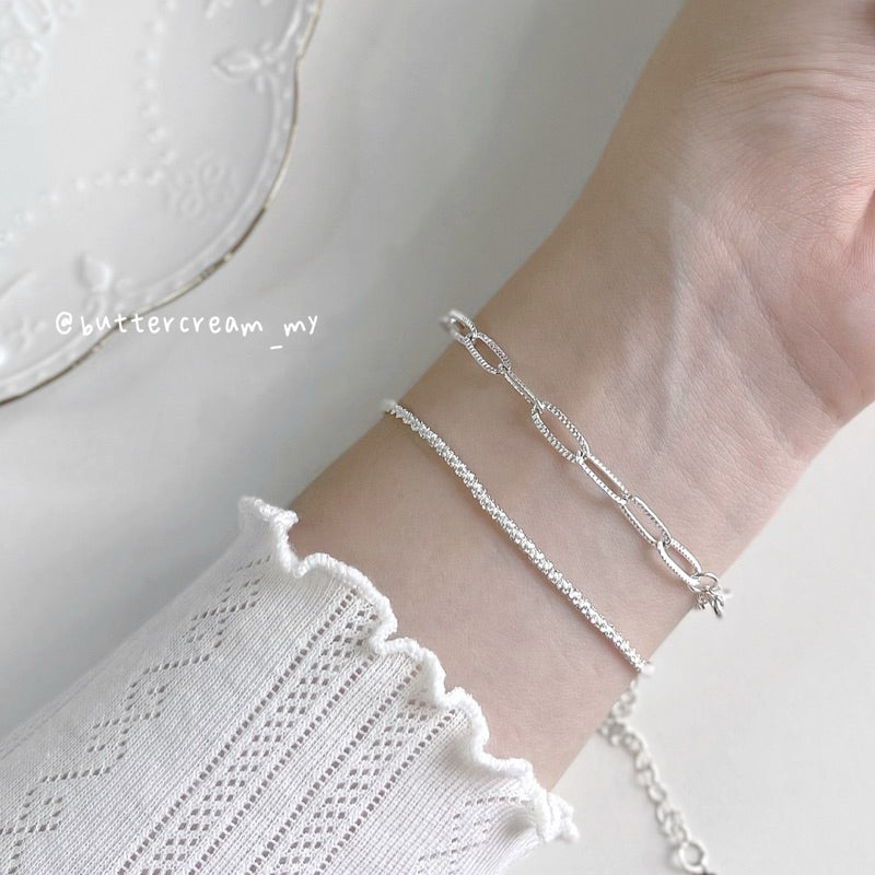 BUTTERCREAM Stella s925 Silver Double Chain & Link Bracelet