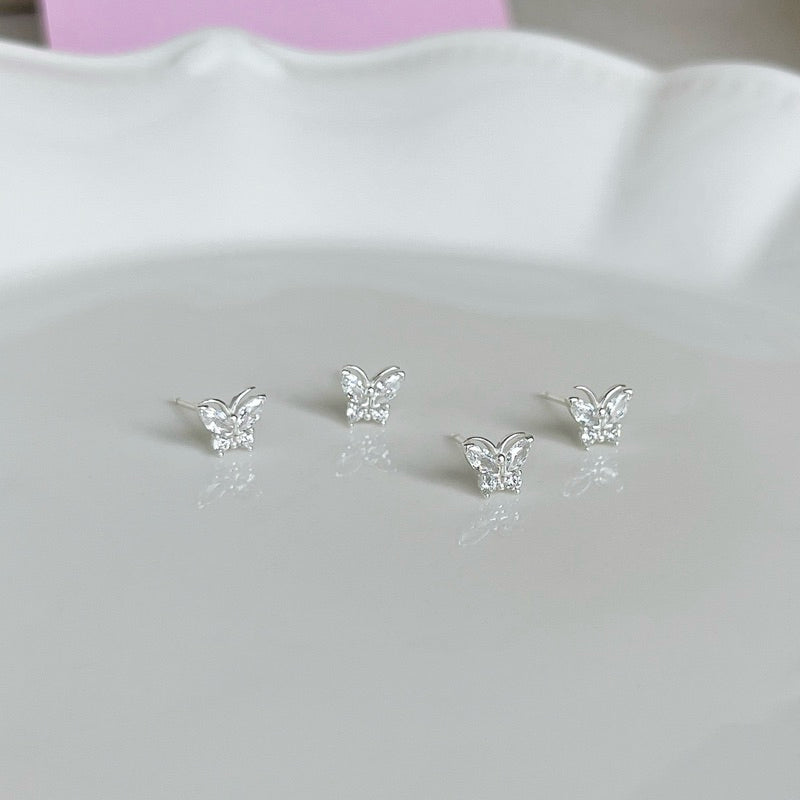 BUTTERCREAM Fione s925 Silver Butterfly White Zirconia Stud Earrings