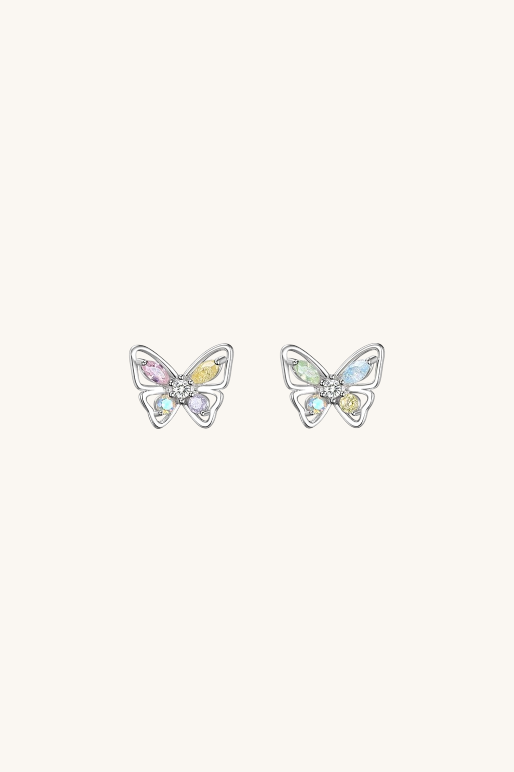 Nabi Butterfly Diamond Simulant Cubic Zirconia Stud Earrings