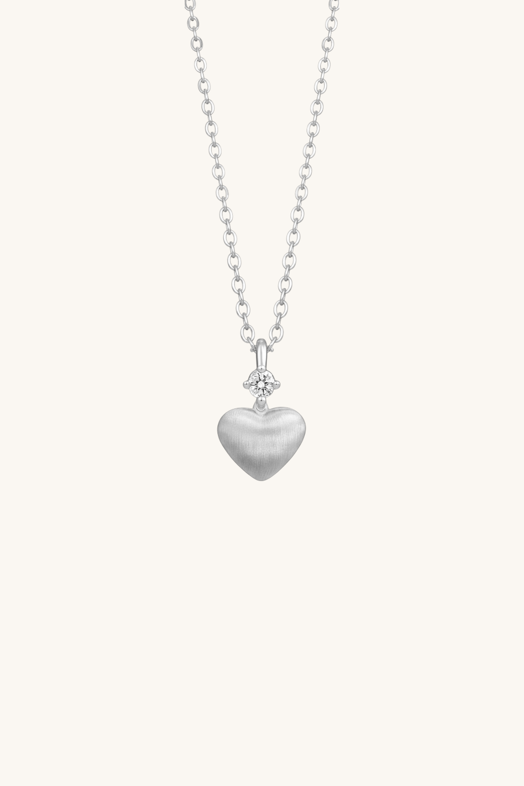 Novie Matte Heart Pendant with Zirconia Necklace