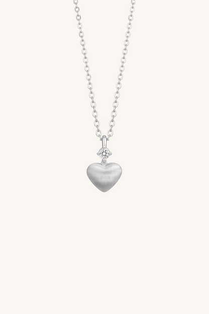 Novie Matte Heart Pendant with Zirconia Necklace