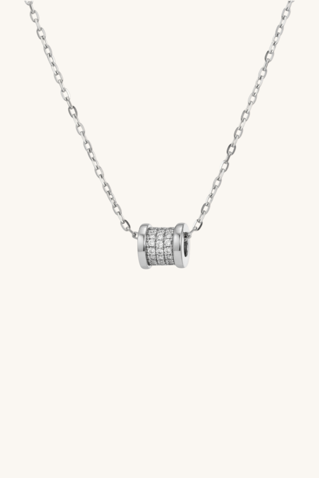 Ruby Barrel Slider Pendant with White Cubic Zirconia Necklace
