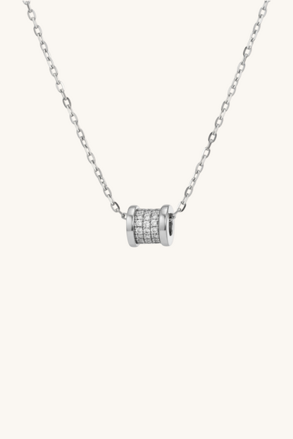 Ruby Barrel Slider Pendant with White Cubic Zirconia Necklace
