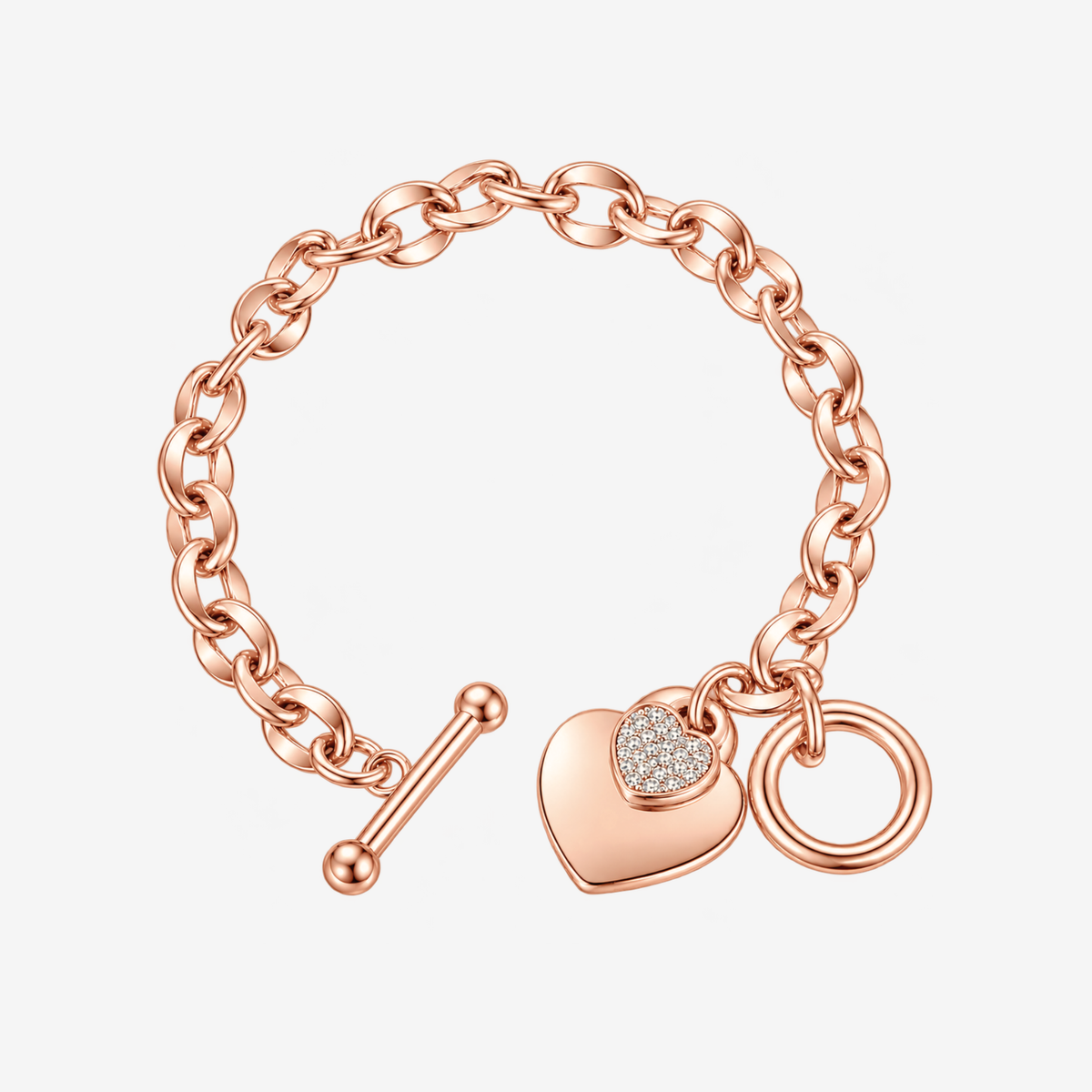 Lisa Engravable Heart Tag Pendant Toggle Clasp Chain Bracelet